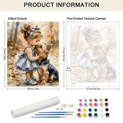 Girl And Dog Paint By Numbers Kit For Adults Beginner DIY Wall Decoration Art