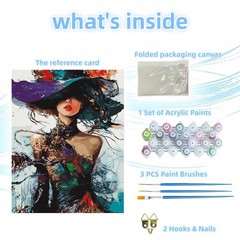 Paint by Numbers Kit for Adults Beginner,Colorful Woman Wearing a Hat Adult P…