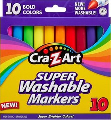 10 Count Washable Markers – Smooth Grip, Non-Toxic for Classroom Creativity