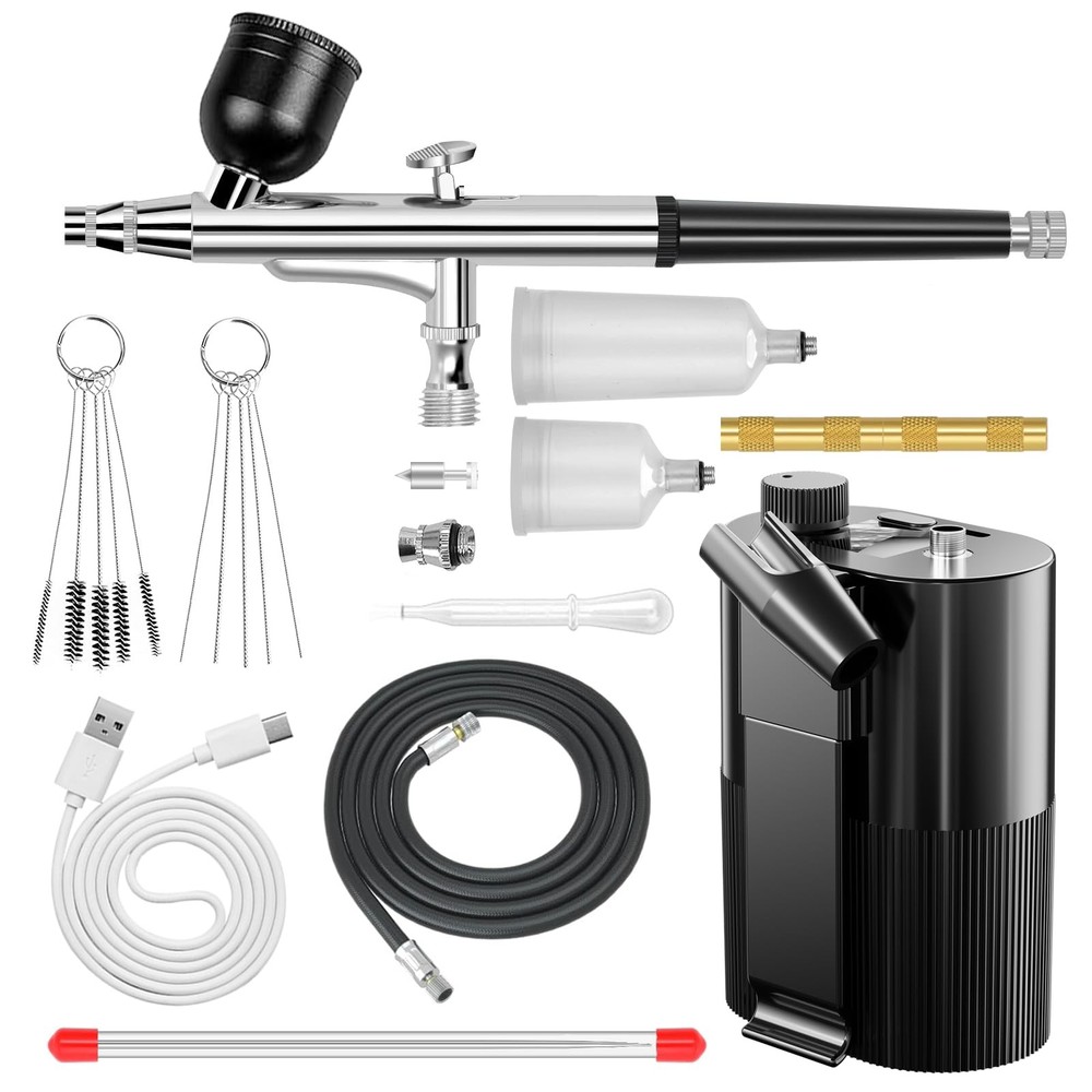 Airbrush Kit with Compressor 50PSI High Pressure Air Brush Set Non-Clogging A…