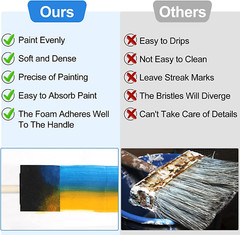 24 Pcs Foam Brush Set Foam Paint Brushes Wood Handle (1 2 and 3)