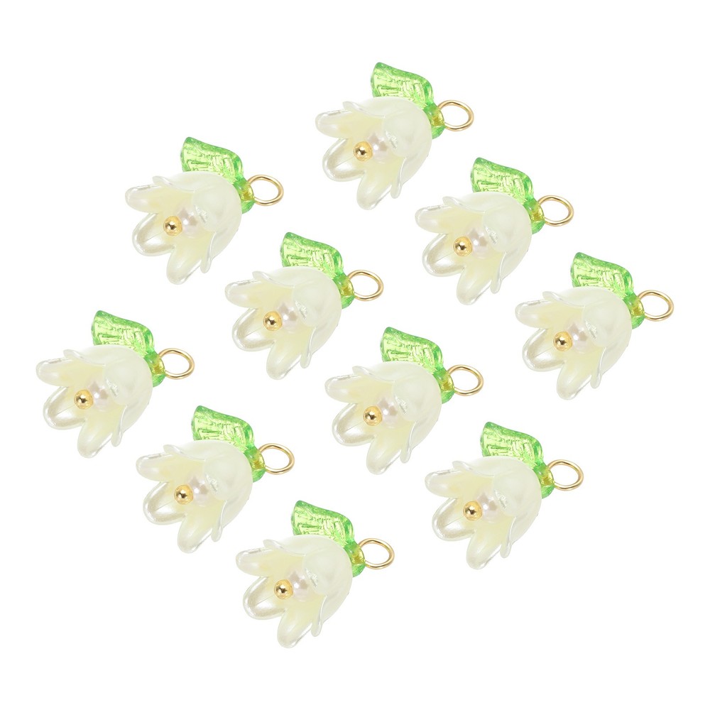 10PCS 13x14mm Acrylic Flower Charm Lily of the Valley Jewelry Yellow