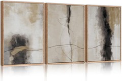 HPINUB Large Modern Abstract Framed Canvas Wall Art Set,Geometric Line Black …