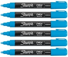 Sharpie Chalk Markers Blue Medium Tip Wet Erase 6 Markers New