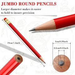48 Pcs Jumbo round Pencil, Wooden Pencil with Black Core for Carpenters Construc