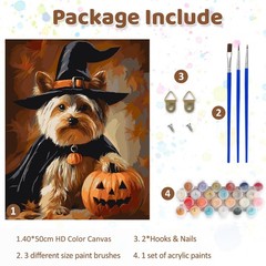 Halloween Dog Paint By Numbers Cute Halloween Puppy Costume Full Drill Art