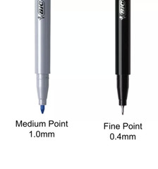 60 Bic Fineliner Pen Fine Point 0.4mm & Medium Point 1.0mm Pens NEW 60 Count