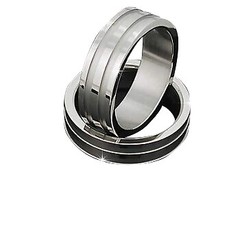 Men’s 316L Stainless Steel 2 Ribbed linear Ring