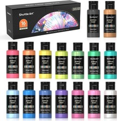 Color Change Acrylic Paint Set 16 Colors Shimmering Iridescent Artist Craft