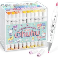 Sanrio x Ohuhu Marker Pens Brush Type Fine Tip 80 Colors Pastel Marker Set
