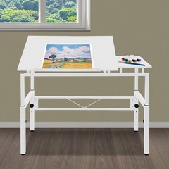 Adjustable Tilting Drawing Table 120 × 60 cm White Drafting Desk