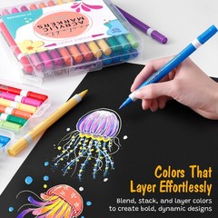 Double-Ended Washable Acrylic Markers, 36 Vibrant Colors, Dual Tip (2mm Bulle…