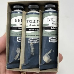 Vtg BELLINI Oil Paint Basic Set 3 Tubes Total In Original Box 1.25 Fl Oz Bottles