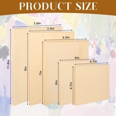 20 Pcs Wood Canvas Boards 11.8×7.9Inch/ 9×7.5Inch/ 7 x 7.5 inch/ 6x6Inch/ 4.7…