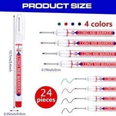 24 PCS Long Nib Marker Pens Deep Hole 20mm Waterproof Carpenter Drill
