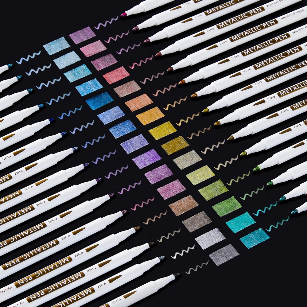 30 PCS Metallic Marker Pens Paint Fine Point DIY Art Calligraphy Scrapbook