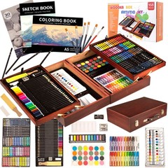 KINSPORY 168-Pack Art Supplies, Deluxe Wooden Set Crafts Large, Beige