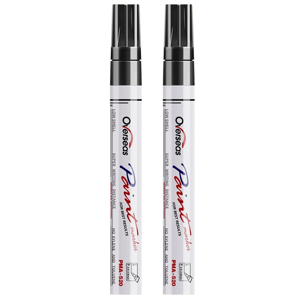 Permanent Paint Pens Black Markers – 2 Pack Single color Oil Based Paint Mark…
