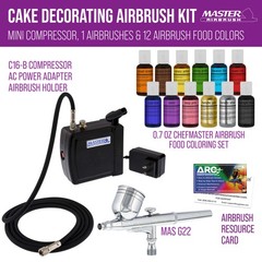 Master Airbrush Cake Decorating Set 12 Chefmaster Airbrush Colors Compressor