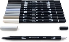 56171 Dual Brush Pen Art Markers, Grayscale, 10-Pack. Blendable, Brush and Fi…