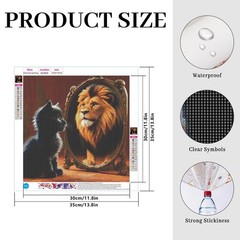 Diamond Painting Kit Kitten and Lion Full Diamond Round Art; 5D DIY Art Craft f,