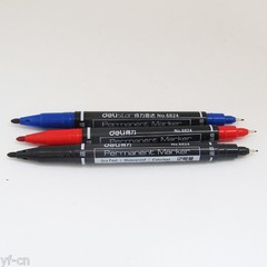 10pcs Delistar 1mm/0.5mm Twin Tip Permanent Marker Pen Waterproof Dry Fast 6824