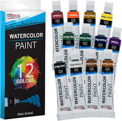 12-Color Water Colors Paint Set, 12ml Professional Watercolor Tubes, Vibrant …