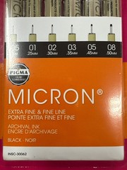Sakura Pigma Micron Pen Set – 6 Extra Fine &fine point Archival ink black