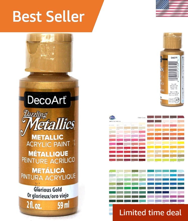 Quick Drying 2oz Glorious Gold Metallic Acrylic Paint for Decorative Projects