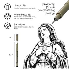 12Pcs Black Micro Pen Set, Micro Fineliner Drawing Art Pens, Fineliner Ink