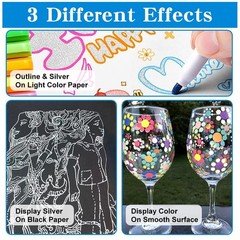 TRANSON 12pcs Outline Shimmering Markers with Metallic for Fun Art Drawing Cr…