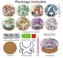 8 PCS Gnome Diamond Art Coasters-Gnomes Diamond Painting Coasters Kits with Hold