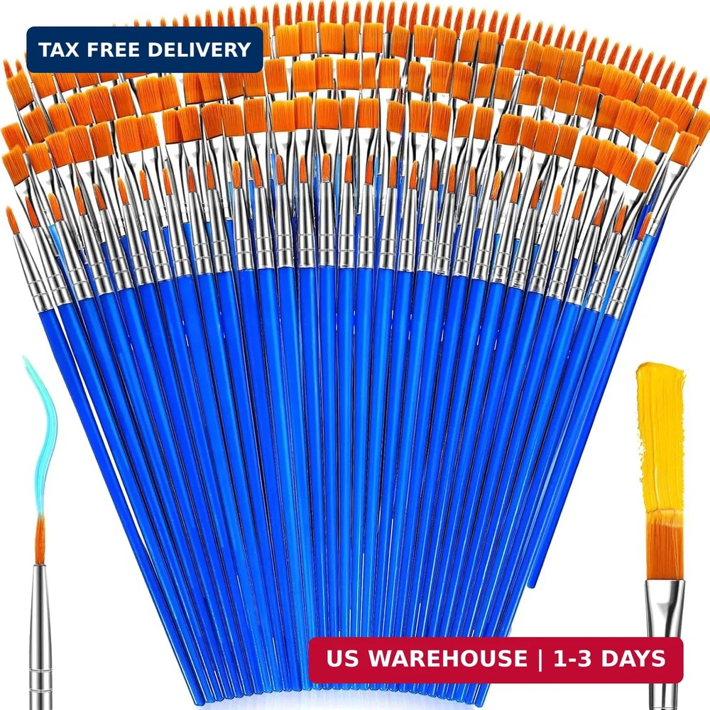 162 Pcs Paint Brushes Bulk, Round Flat Tip Acrylic Paint Brushes Set for Kids Cl