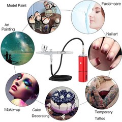 Portable Cordless Airbrush Kit with Compressor, Dual Action, Rechargeable for Ma