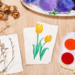 Prudiut 25 Sheets 300 GSM Deckled Edge Cotton Watercolor 2 x 3.5 inch, white