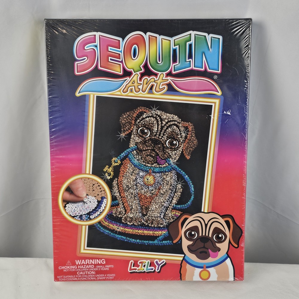 Sequin Art “Lily” Pug Dog Craft Kit – Sequin Picture Art Project – New Sealed