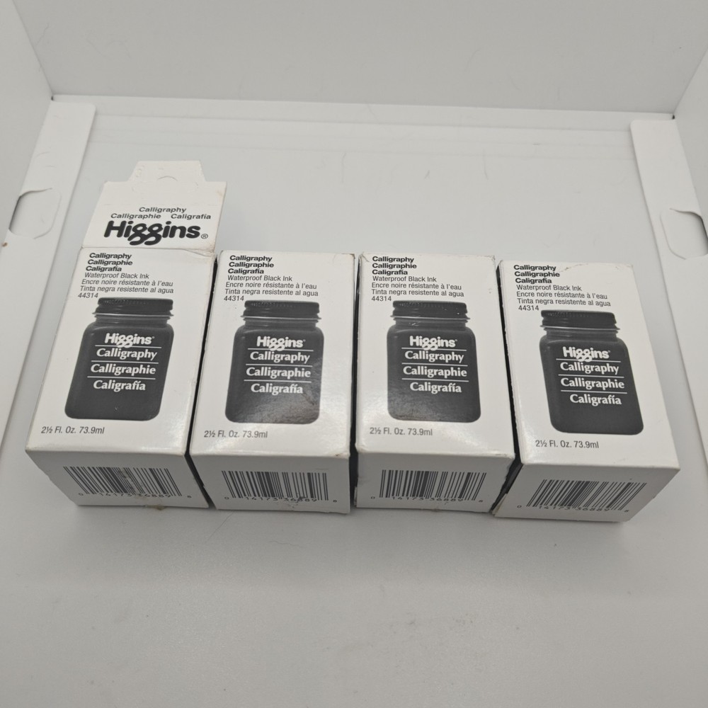 4 Pack, Higgins Black Calligraphy Ink, 2.5 Ounce Bottle (44314) fl oz,