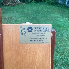 3 Leg Trident El Greco French Easel Sketch Box. Mahogany Artists Painting Tripod