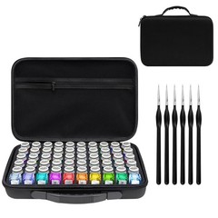 Model Paint Storage Case Organizer Bag For Testors Bottles W/Brushes Pocket 60PK