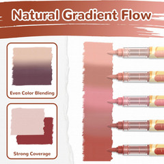 12 Skin Tone Acrylic Paint Markers, Red Brown Brush Tip Acrylic Paint Pens for P