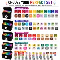 Dual Tip Alcohol Markers Art Pen Set for Drawing Sketching Coloring Anime