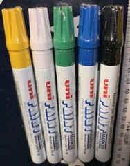 5X Uni-Paint PX-20 Oil-Based Paint Marker Medium Line (BLK, WH, YEL, GRN, BLUE)