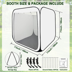 Pop up Paint Booth 6X6X6Ft Portable Spray Tent with Black Floor, Mesh Door and M