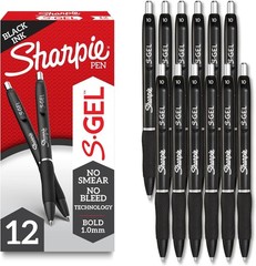 Professional Black Gel Pens, Bold 1.0mm Point, 12-Count