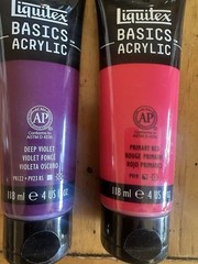 Liquitex Basics Acrylic Paint Set Lot of 7 Multicolor 4 oz Tubes plus brush