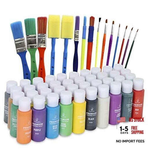Kids Tempera Paint Set | Value Pack Includes 40 Washable Non-Toxic Colorful