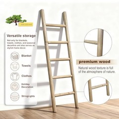 Wooden Blanket Ladder – 57in- Leaning Wall 57in | Knock Down Natural Wood Color