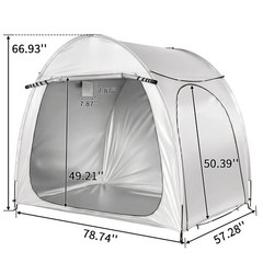 6.8×4.9FT Light Gray Arched Bicycle Storage Shed, 210D PU Silver Coated Oxford