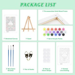 Adult 8×12 Cat Coffee Paint by Numbers Kit – Framed Canvas, Easel, DIY Decor
