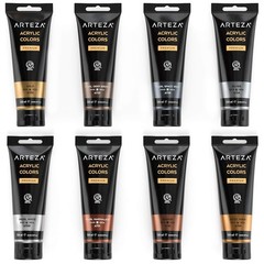 Metallic Acrylic Paint, 8 Metallic Colors in 4.06 ounce Tubes, Artist Paints …